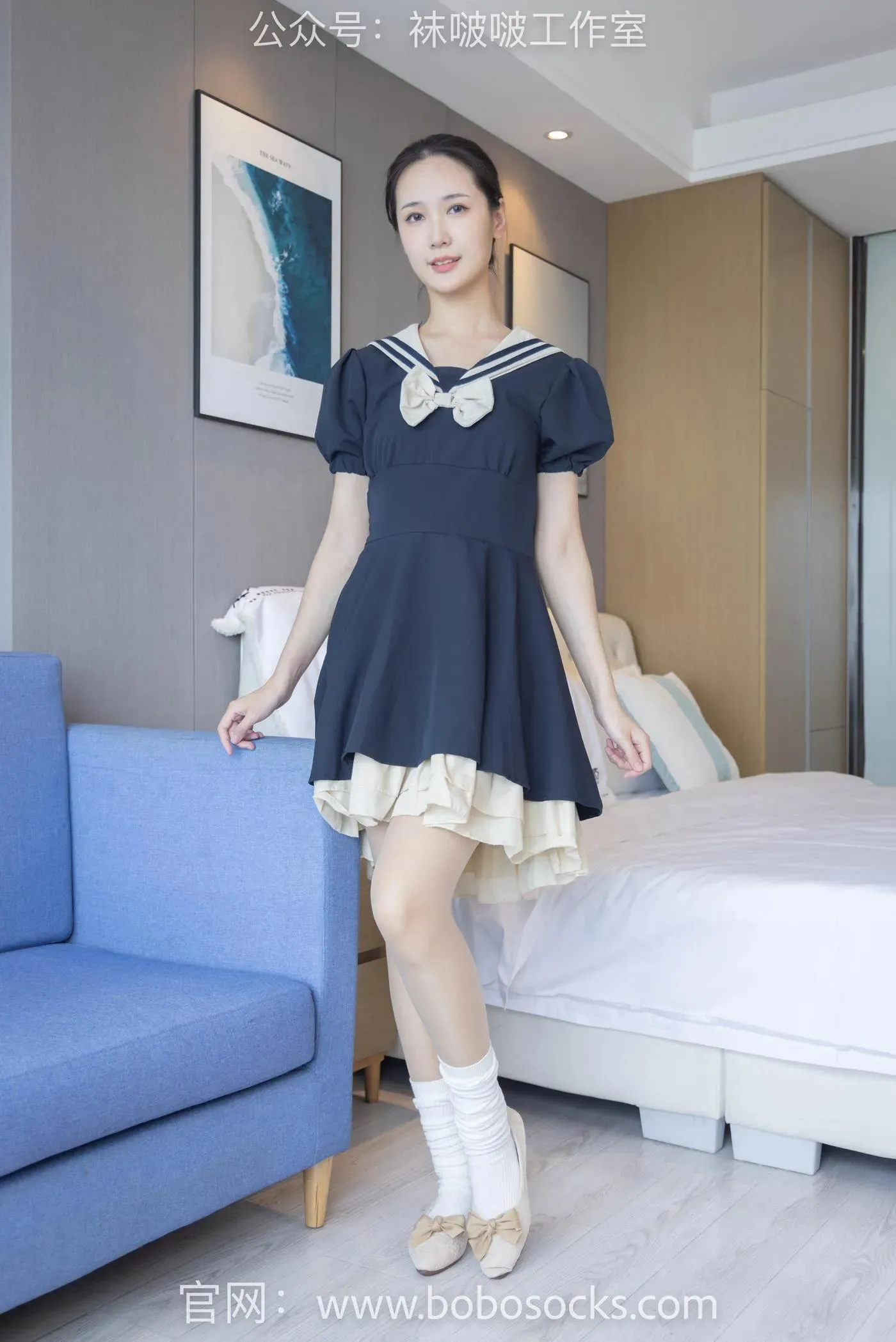 [BoBoSocks袜啵啵]NO.107 小安-平底鞋、白棉袜、肉丝 [140P]插图8